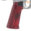 VZ Grips' Alien® AR-15 grip in Black Red G-10 mounted on a black AR with a white background