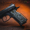 VZ Grips' VZ Razorback™ Palm Swell Predator Green G-10 grip on a  CZ Shadow 2, lifestyle photo