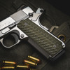 VZ Slant Dirty Olive G-10 grips on a stainless Colt® 1911 customized by Pete Single.