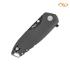 VZ Drop Point folding pocket knife with black blade and black with gray liner G-10 scales.
