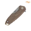 VZ Drop Point folding knife with stainless steel blade and burlap micarta scales.