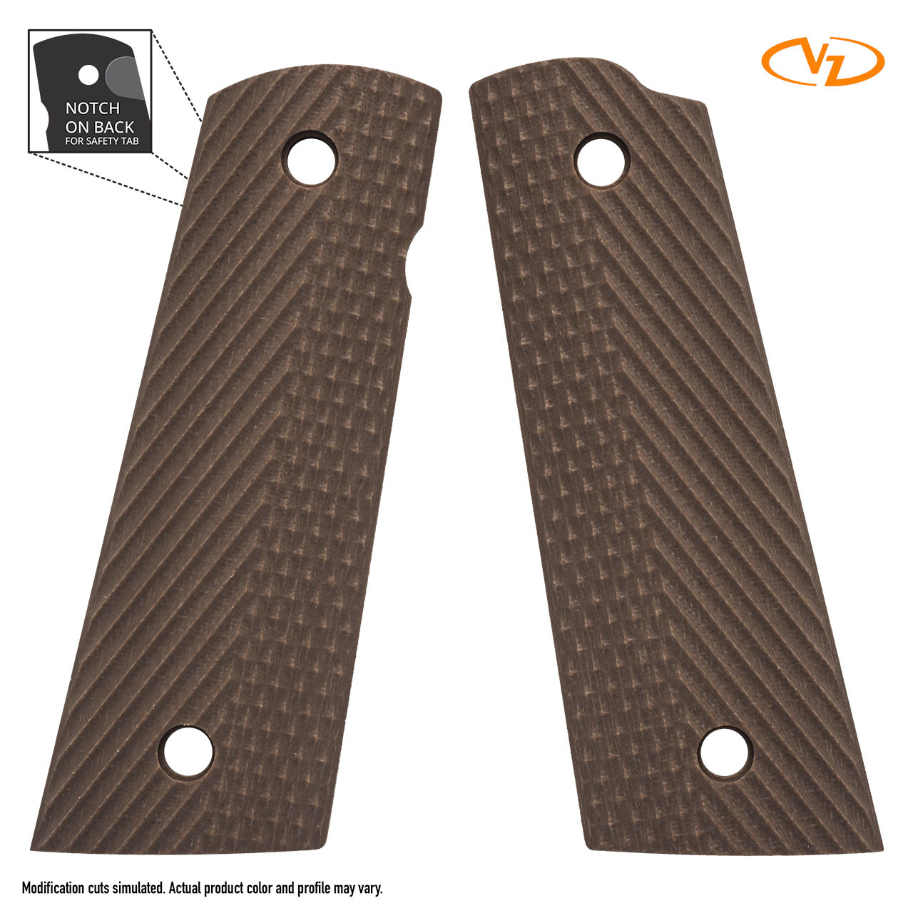 Vz grips 1911コンパクト operater2 ハイエナブラウン 1911 Pistol Grips - CLR-1911COM-014