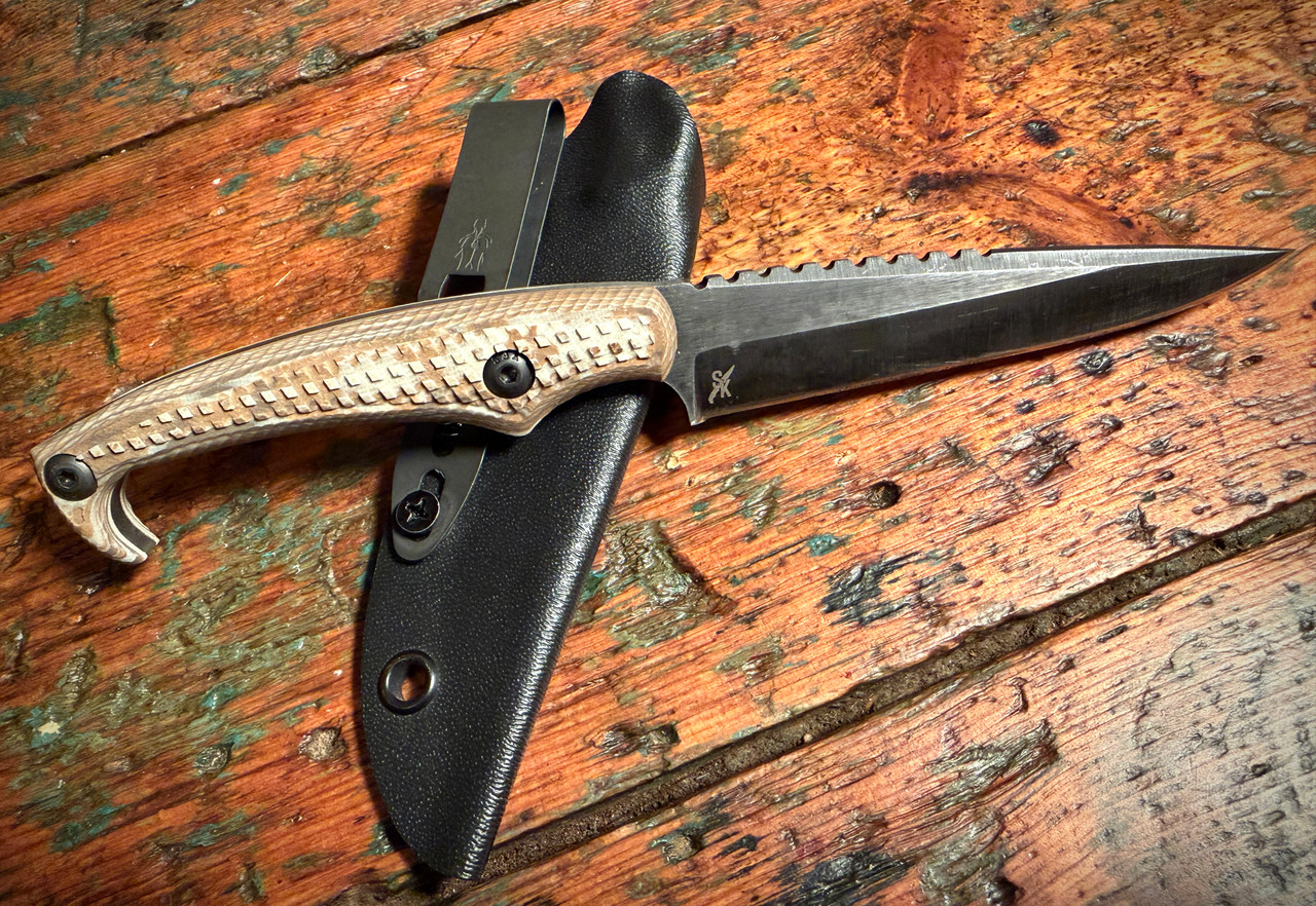 Stroup Knives MK2 Knife with Coyote Burl VZ FRAG G-10 Scales | VZ