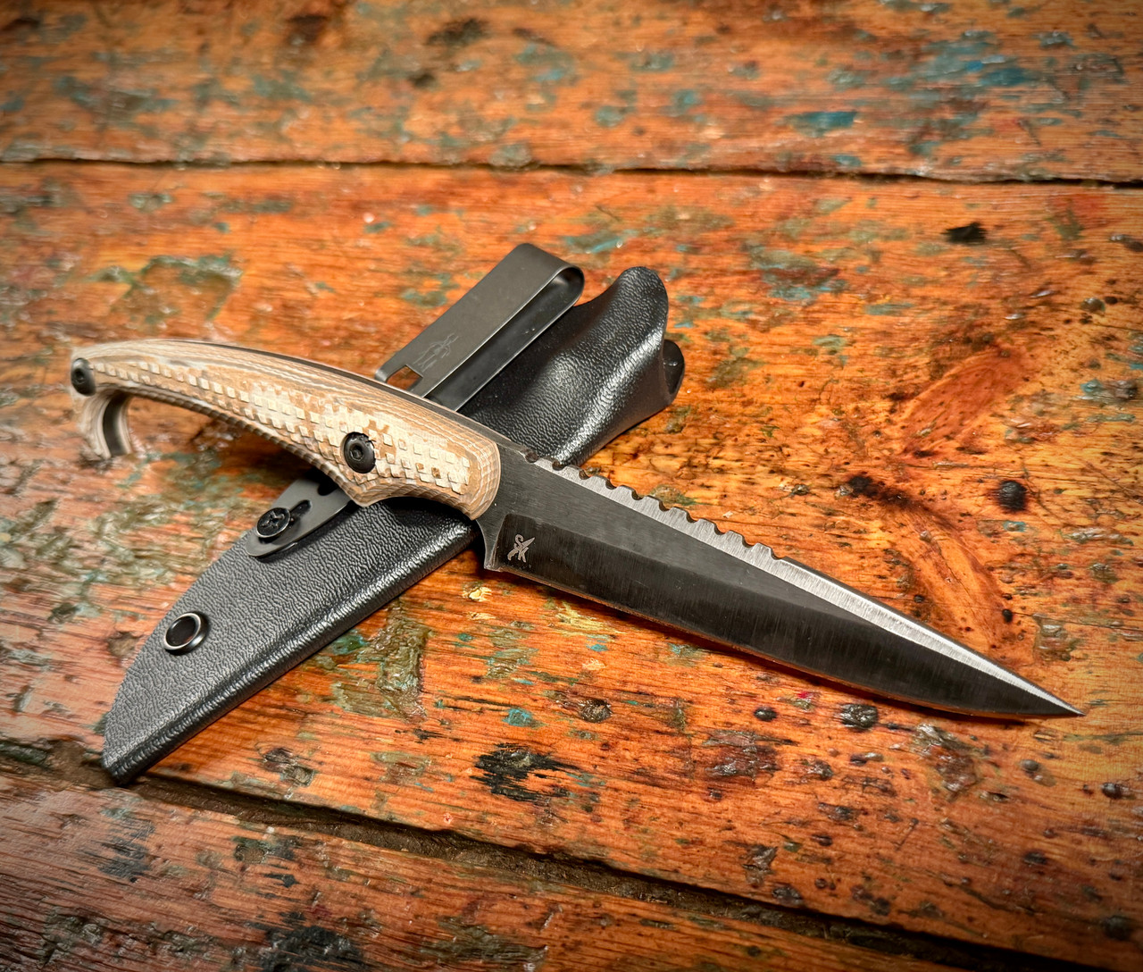 Stroup Knives MK2 Knife with Coyote Burl VZ FRAG G-10 Scales | VZ