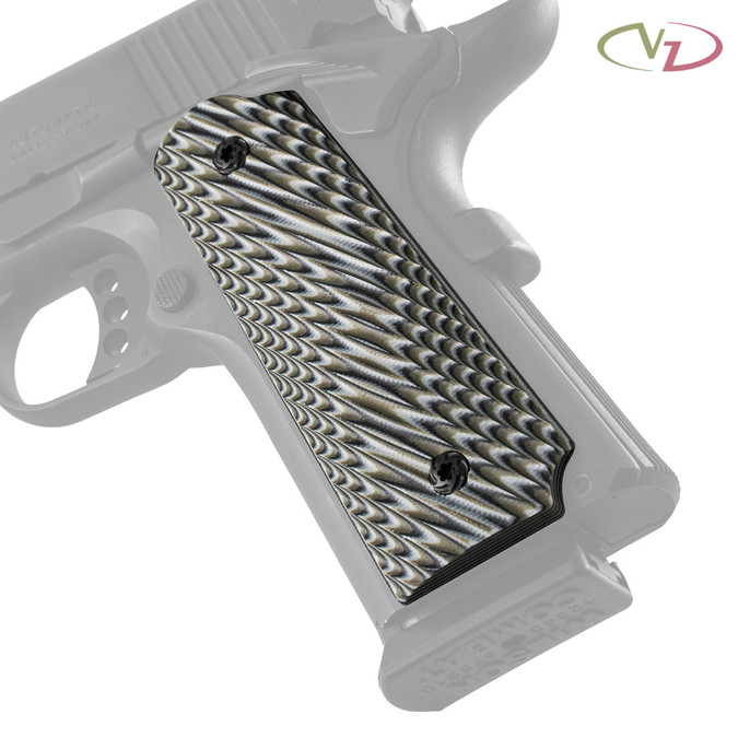VZ Slant Palm Swell Predator Green G-10 grips on a black Colt® 1911. VZ Slant Palm Swell Predator Green G-10 grips on a black Colt® 1911.