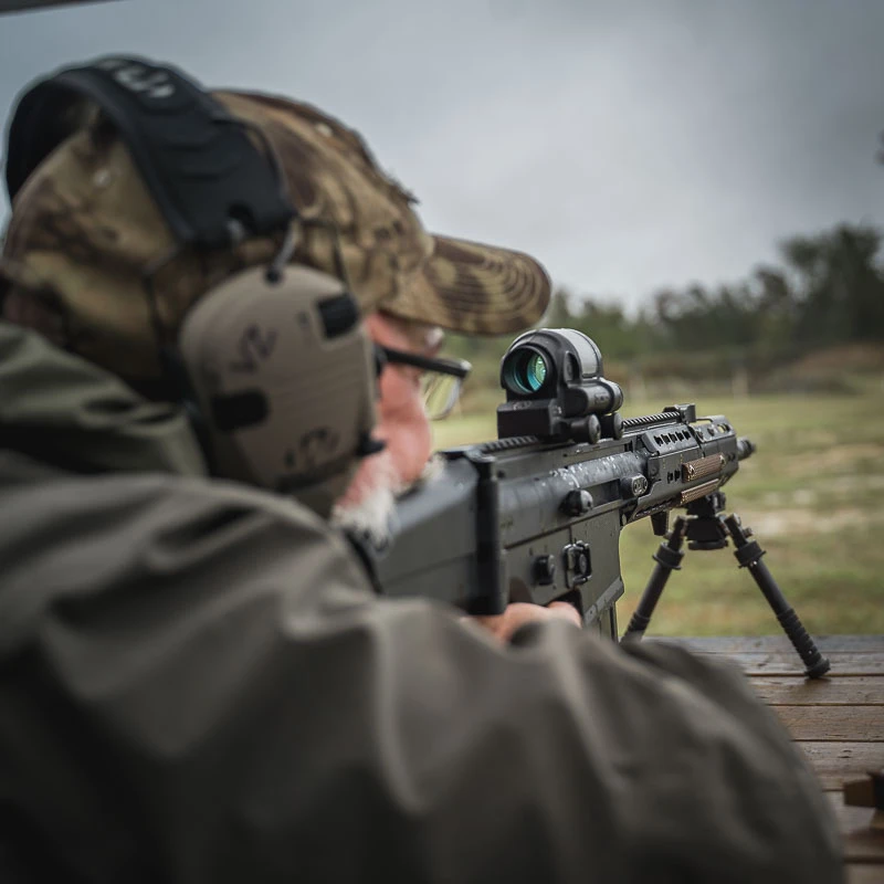 John VanZyck shooting an FN SCAR with VZ Grips' G-10 Rifle Grip and G-10 Rail Covers