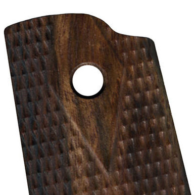 1911 Red Diamond Wood Grips - Checkered Handgun Panels For Colt 1911 Government - Calicob
