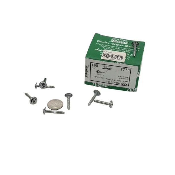 Phillips Oval Head SEMS Tapping Screw #6 Head #8 X 1.25" with Washer
