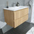 BRISBANE Set 80 cm, 2 drawers with white ceramic wash-basin and rectangular mirror, Oak