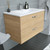 SWAN Set 80 cm, 2 drawers with white ceramic wash-basin and rectangular mirror, Oak