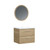 ALBURY Set 60 cm, 2 drawers with white ceramic wash-basin and round mirror, Oak