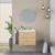 ALBURY Set 60 cm, 2 drawers with white ceramic wash-basin and round mirror, Oak