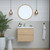 LINDEN Set 60 cm, 2 drawers with white ceramic wash-basin and round mirror, Oak