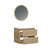 LINDEN Set 60 cm, 2 drawers with white ceramic wash-basin and round mirror, Oak