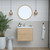 SYDNEY Set 60 cm, 2 drawers with white ceramic wash-basin and round mirror, Oak