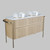 MODENA Cabinet 146 cm, 2 drawers with marble top and resin wash-basin, Oak