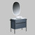 ODEON Set 114 cm, Free standing cabinet (Black finish metal parts) with LED Mirror and Marble countertop with sink