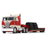 Cream & Viper Red Peterbilt® Model 352 COE 110" Sleeper with Turbo Wing & Rogers® Vintage Lowboy Trailer with Coil Load