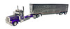 60-1677DC - DCP Purple & Gray Peterbilt 389 Day-Cab with Matching Spread-Axle Livestock Trailer