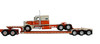 60-2138 - Peterbilt 389 w/63" flat-top sleeper pulling a Fontaine Renegade LXT40 lowboy with flip-axle trailer which is hauling a Peterbilt 359 w/vintage 60" flat-top sleeper.