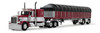60-2058: Maroon/White Peterbilt Model 389 with 63” Flat Top Sleeper & 53’ Wilson Roadbrute Flatbed Trailer with Covered Wagon