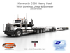 Pre-order, deposit only - White & Black - Kenworth C500 Tri-Drive and Three-Axle Heavy-Haul Lowboy with Interchangeable Decks, 3-Axle Jeep &amp; 3-Axle Booster