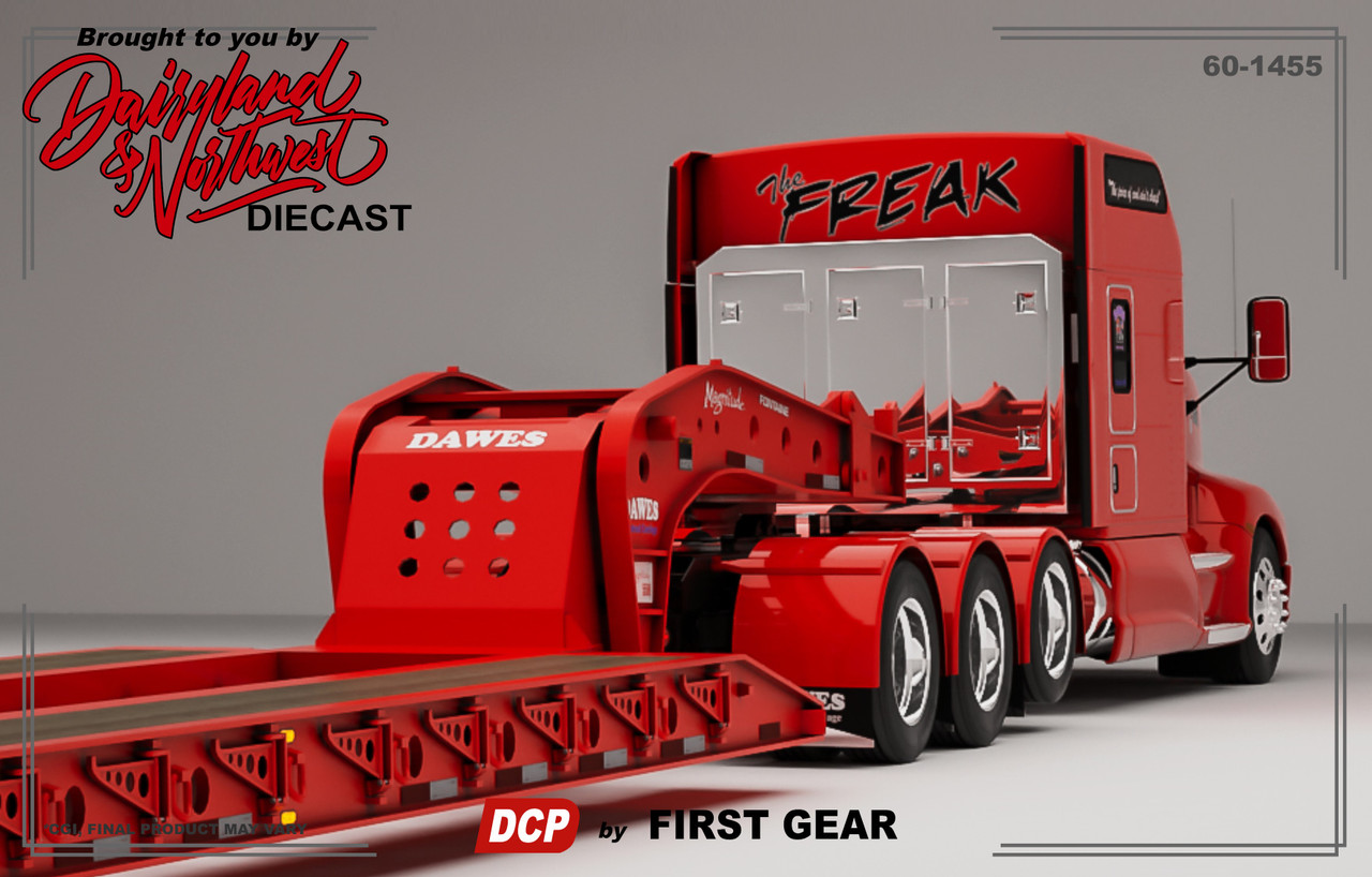 60-1455 - Pre-order, deposit only - 1:64 DCP - Dawes "The Freak" - Kenworth T660 with Fontain Magnitude lowboy