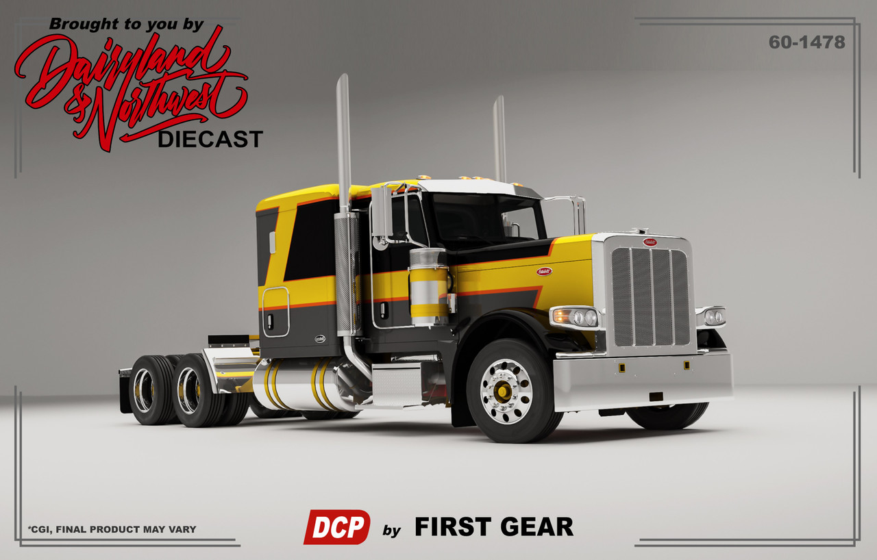 DCP 1/64 Peterbilt 389 Borgogna Con Cuffia Tetto Medio E Coda Di Balena - Modello Diecast Nuovo Di Fabbrica