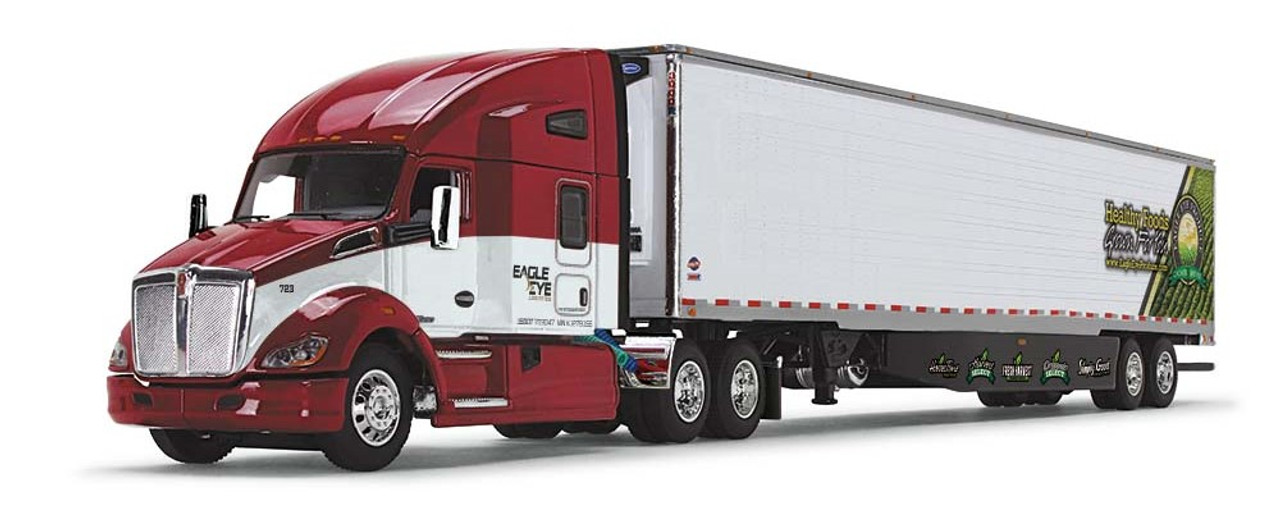 60-1637 - DCP - Eagle Eye Produce 1/64 scale Kenworth T680 with 78" High-Roof Sleeper & 53' Utility Trailer with Skirts & Carrier Reefer