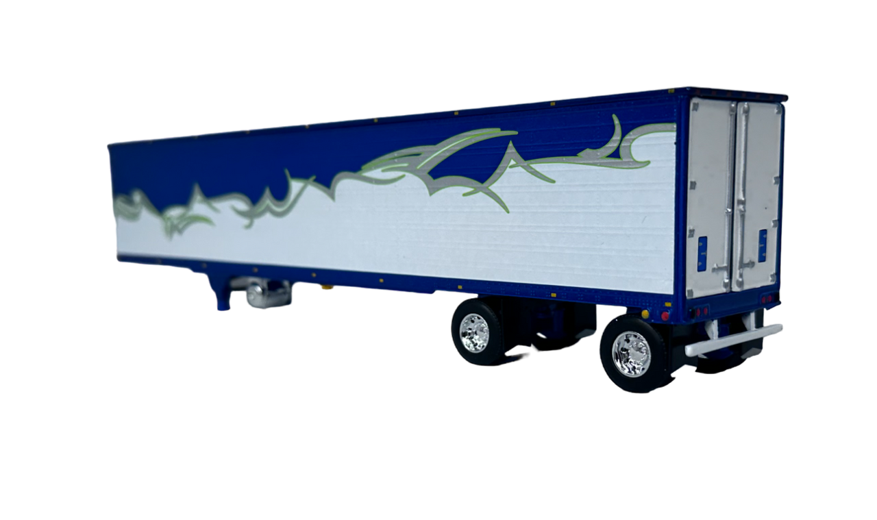 Blue, White, Silver & Lime Spread-Axle Refer Trailer