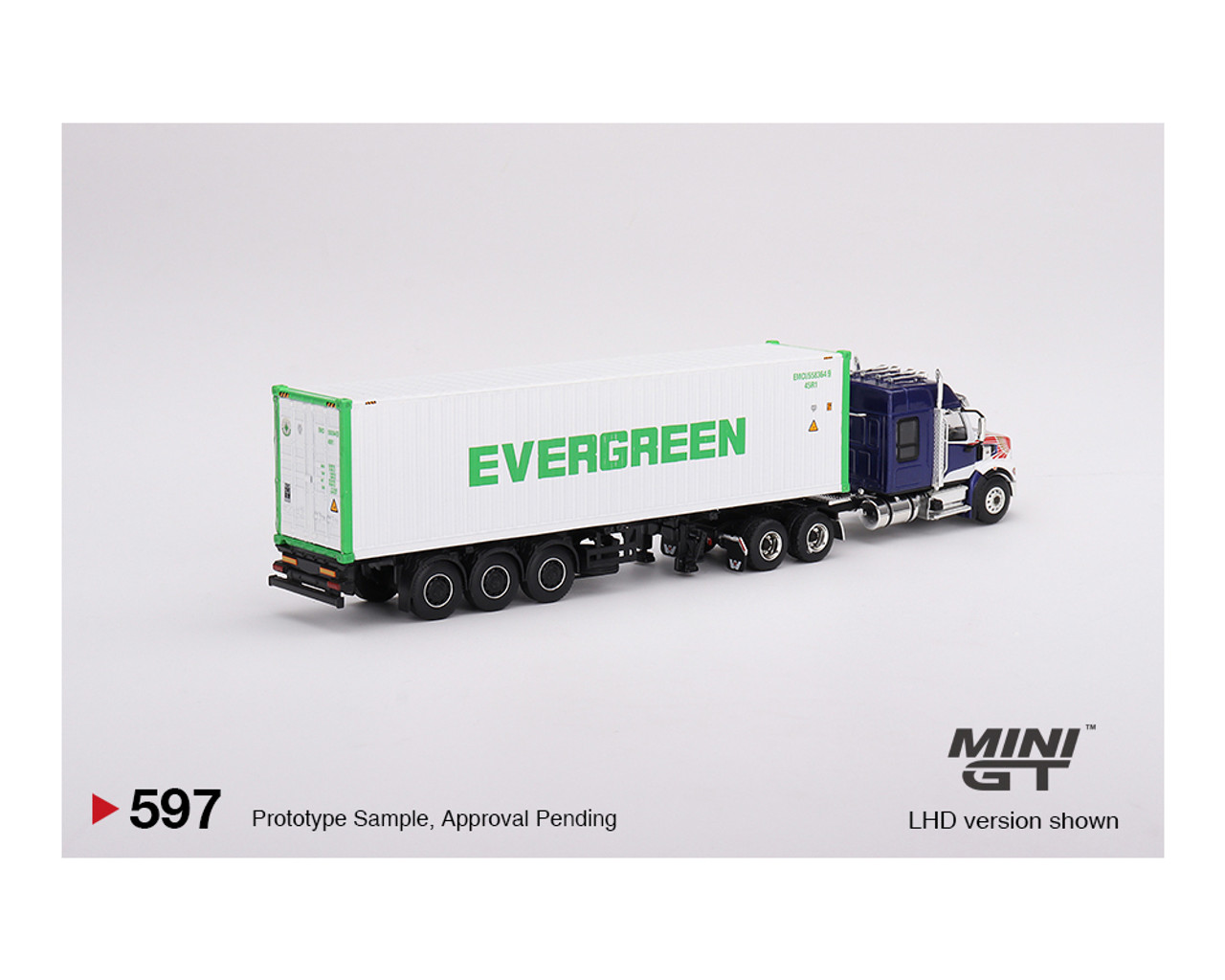 Mini GT 1:64 Western Star 49X with 40′ Reefer Container EVERGREEN Limited  Edition – White