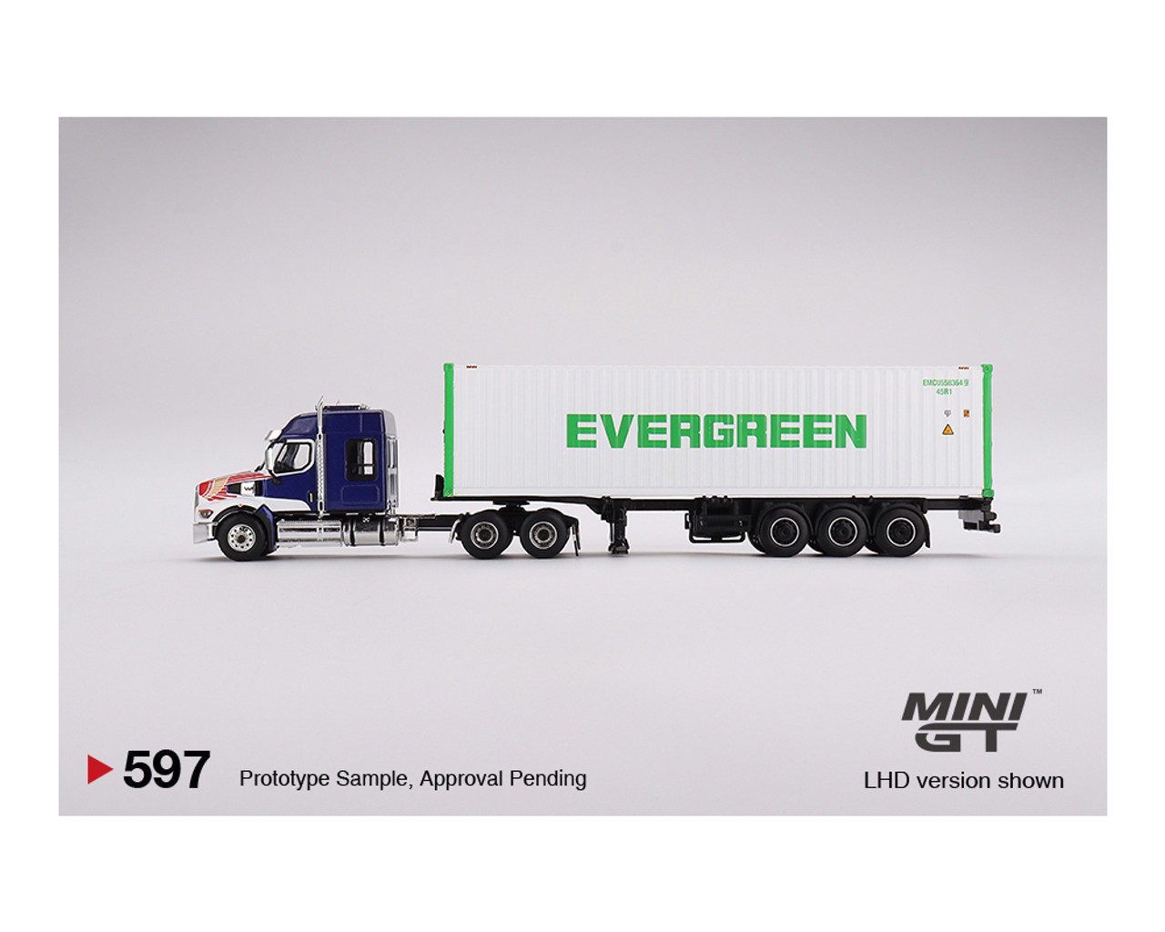 Mini GT 1:64 Western Star 49X with 40′ Reefer Container EVERGREEN Limited Edition – White