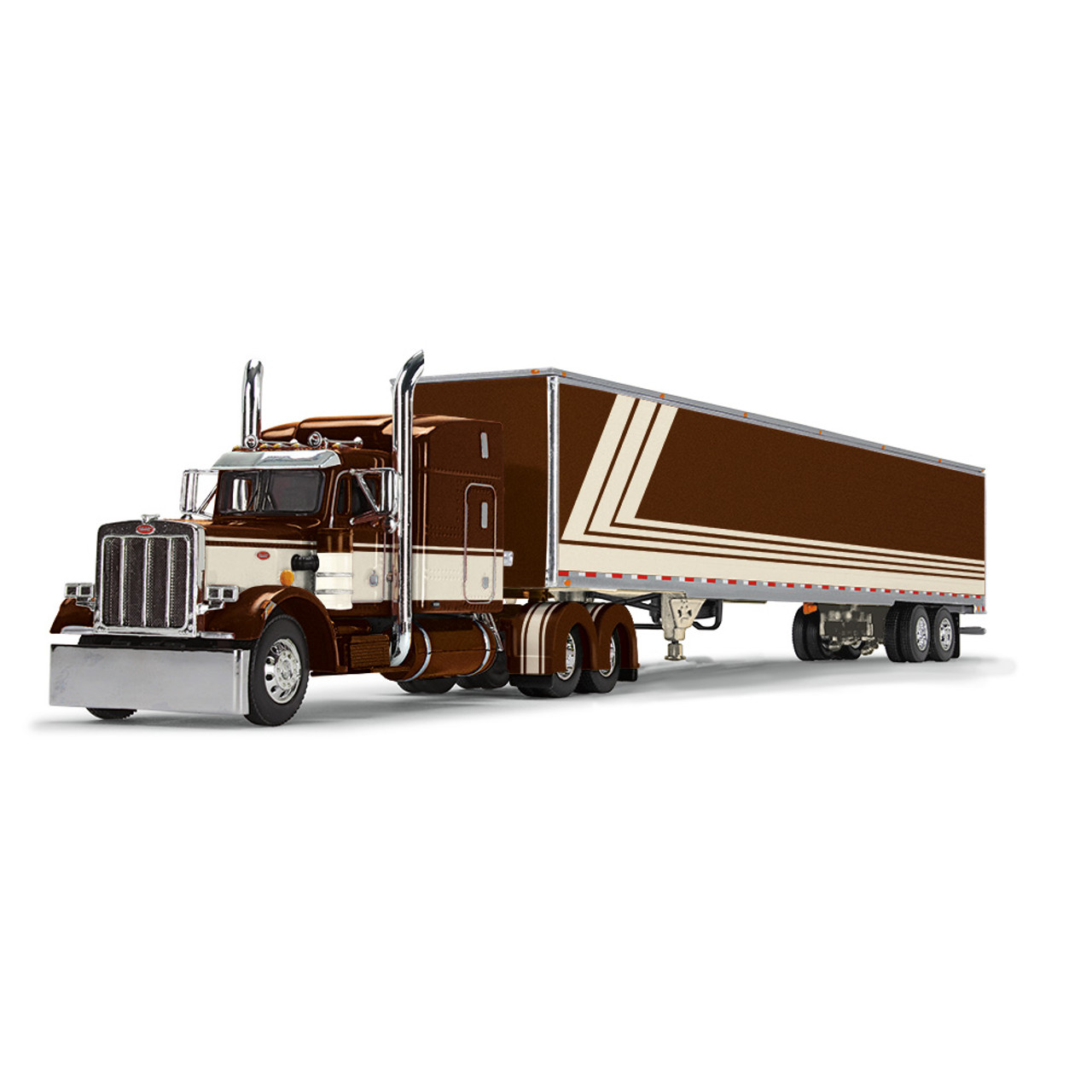 60-1675 - Brown/Cream 1/64 scale Peterbilt Model 359 with 63" Mid-Roof Sleeper & 53’ Utility Trailer