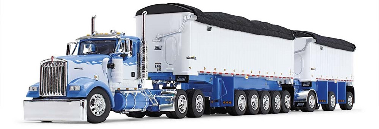 60-1633 - DCP - Wisteria & White 1/64 scale Kenworth W900L Day Cab & East Manufacturing Michigan Series 31' and 20' End Dump Trailers