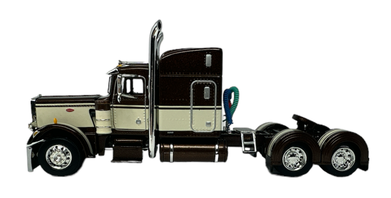 60-1675C - Brown/Cream 1/64 scale Peterbilt Model 359 Cab with 63" Mid-Roof Sleeper and Rear Show Fenders