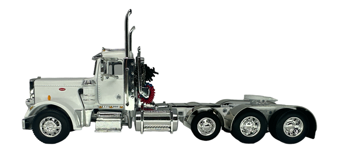60-1648C  1/64  White  Peterbilt® Model 359 Tri-Axle Day Cab with Stainless Fenders