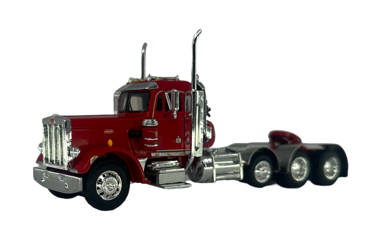 60-1646C  1/64  Red  Peterbilt® Model 359 Tri-Axle Day Cab with Stainless Fenders