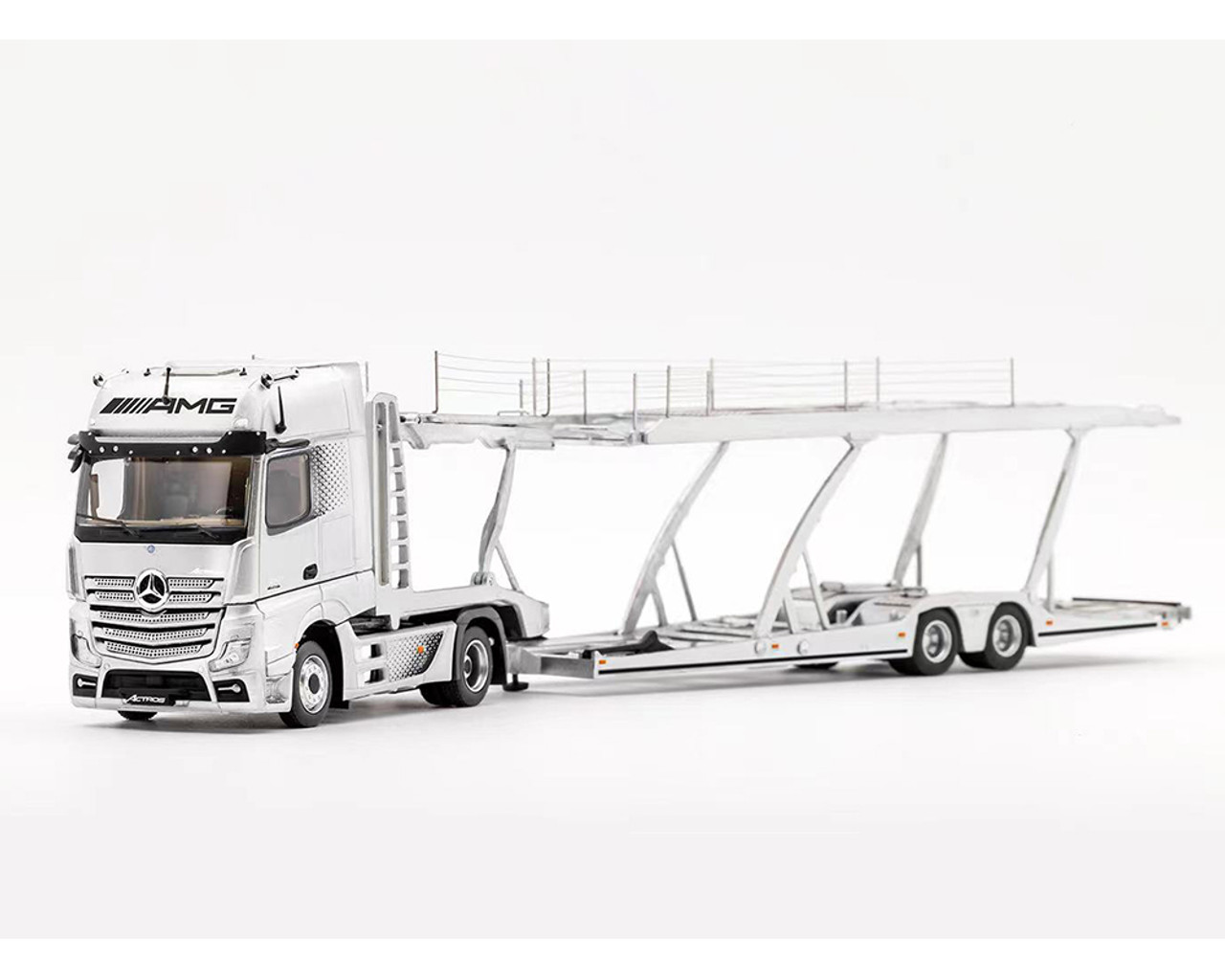 Pre-Order, deposit only - 1:64 - SIlver - Mercedes-Benz AMG Actros Auto  Transporter – Silver