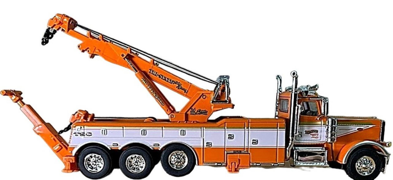 60-1800 - Orange & White Tri-State Commodities Peterbilt  389 Day-cab Century 1150 3-Axle Rotator Wrecker Bod