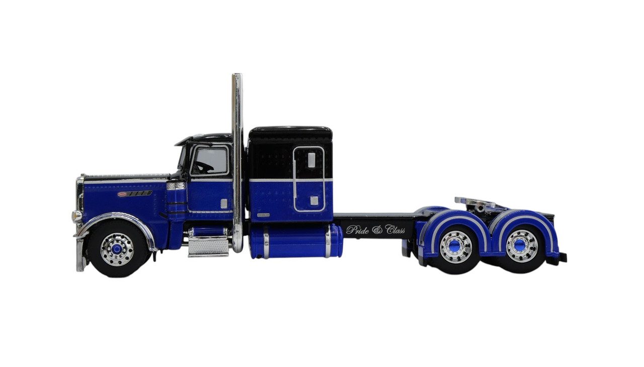 Pre-Order - 60-2153 DCP - Black & Blue - 1/64 scale Peterbilt 389 Pride & Class w/63" Flat Top Sleeper & Wilson 50' Spread Axle Pacesetter Grain Trailer