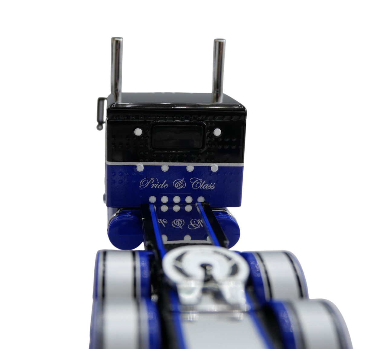 Pre-Order - 60-2153 DCP - Black & Blue - 1/64 scale Peterbilt 389 Pride & Class w/63" Flat Top Sleeper & Wilson 50' Spread Axle Pacesetter Grain Trailer