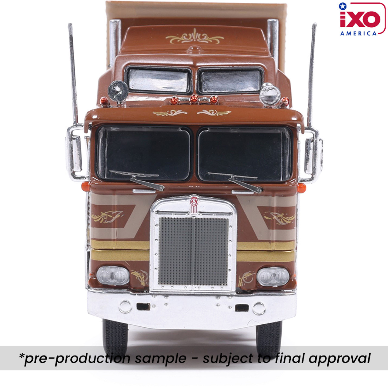 Pre-order, deposit only - ixo 1/64 1976 Kenworth K100 Aerodyne - Brown with Modern Trailer Pre-order, deposit only - ixo 1/64 1976 Kenworth K100 Aerodyne - Brown with Modern Trailer
