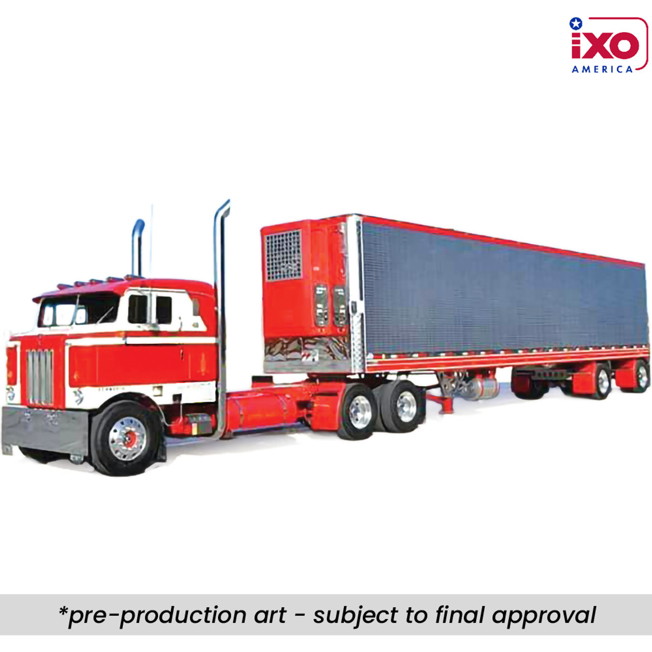 Pre-order, deposit only - ixo - 1:64 1950 Kenworth Bullnose - Red and White with vintage chrome trailer