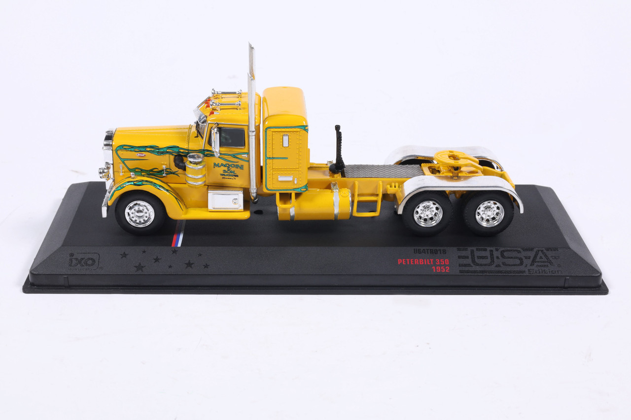 Pre-order, deposit only - ixo - 1:64 1952 Peterbilt 350 - Maggini Hay - Yellow with Green Flames