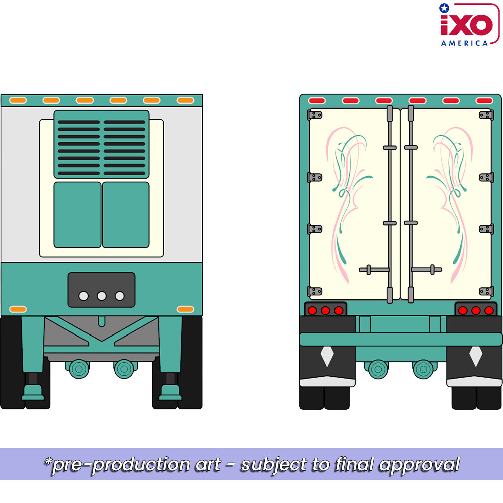 Pre-order, deposit only - ixo - 1978 Ford LTL-9000 - Caribbean Turquoise and Wimbledon White with vintage trailer