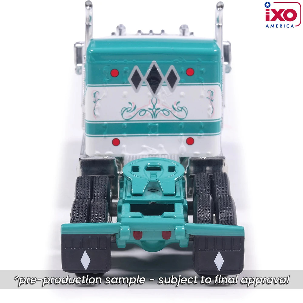 Pre-order, deposit only - ixo - 1978 Ford LTL-9000 - Caribbean Turquoise and Wimbledon White with vintage trailer
