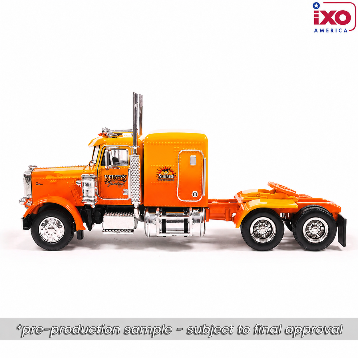 Pre-order, deposit only - ixo - 1:64 Peterbilt 359 Kelsey's Trucking - Orange