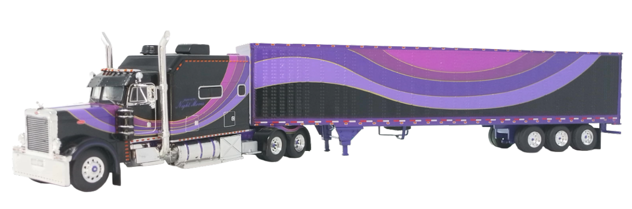Pre-order, deposit only - J1/ixo -1:64 Peterbilt Model 379 Big-Bunk with 53' Tri-Axle Van - Night Moves
