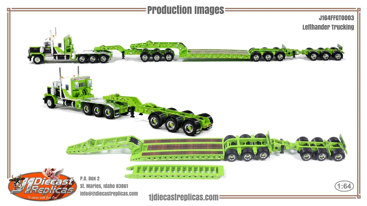 Pre-order, deposit only - Lefthander Trucking - Kenworth C500 Tri-Drive and&nbsp;Three-Axle Heavy-Haul Lowboy with Interchangeable Decks, 3-Axle Jeep &amp; 3-Axle Booster
