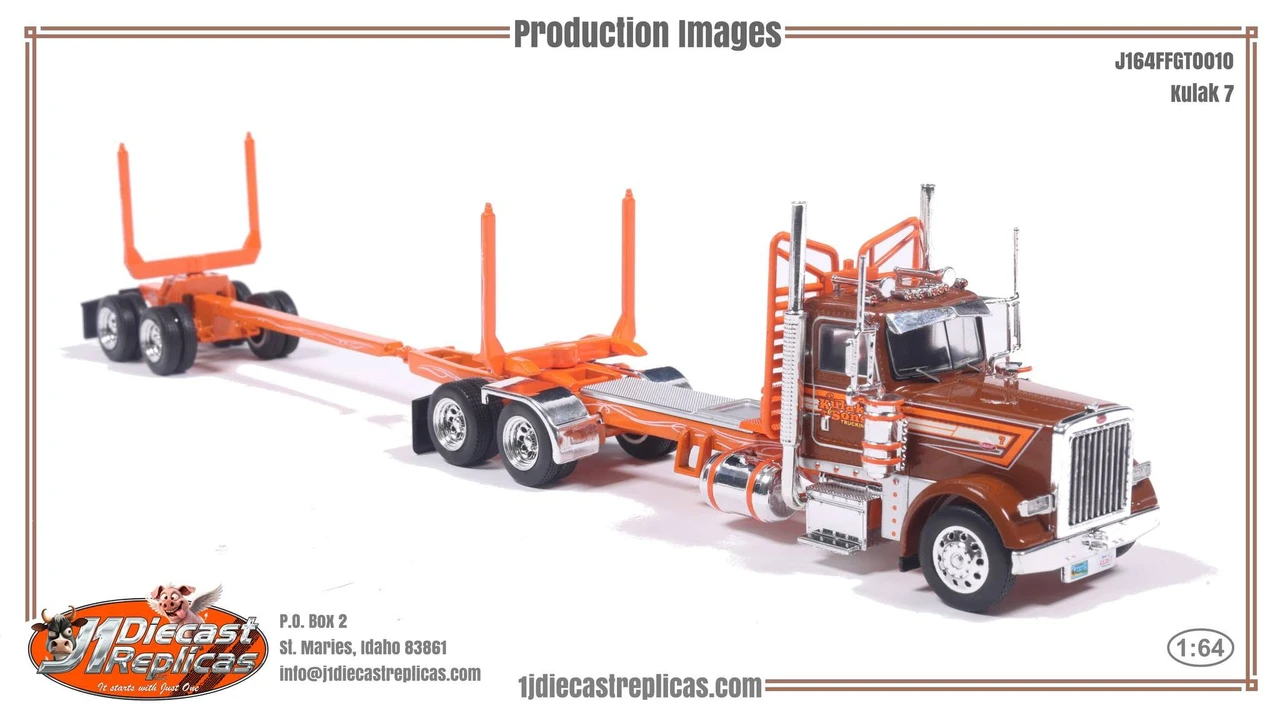 Pre-order, deposit only - ixo - Kulak 6  - 1:64 Scale Peterbilt Model 379 Pacific Style Logging Truck